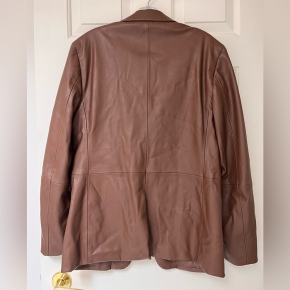 NWT ZARA Faux Leather Blazer M Chocolate Brown Blogger Favourite - Picture 9 of 16